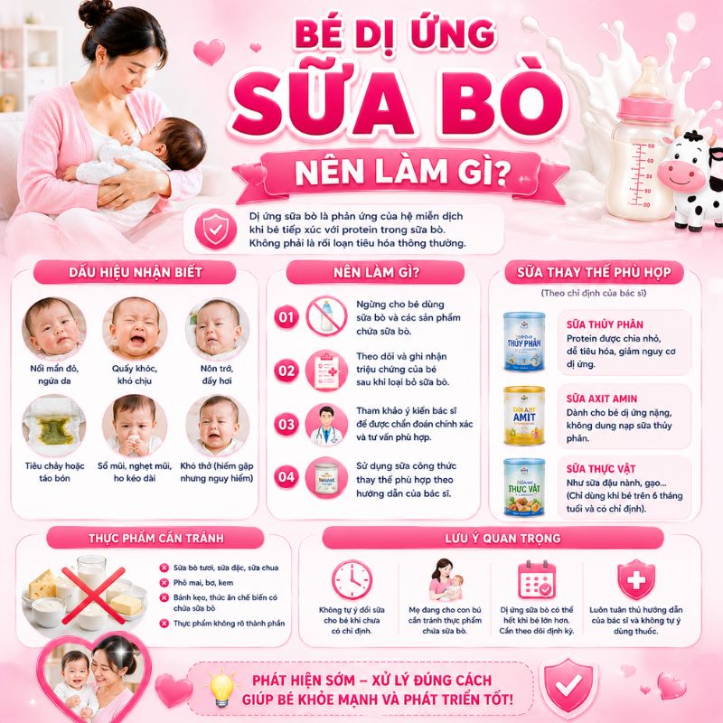 Bé dị ứng đạm sữa bò nên làm gì